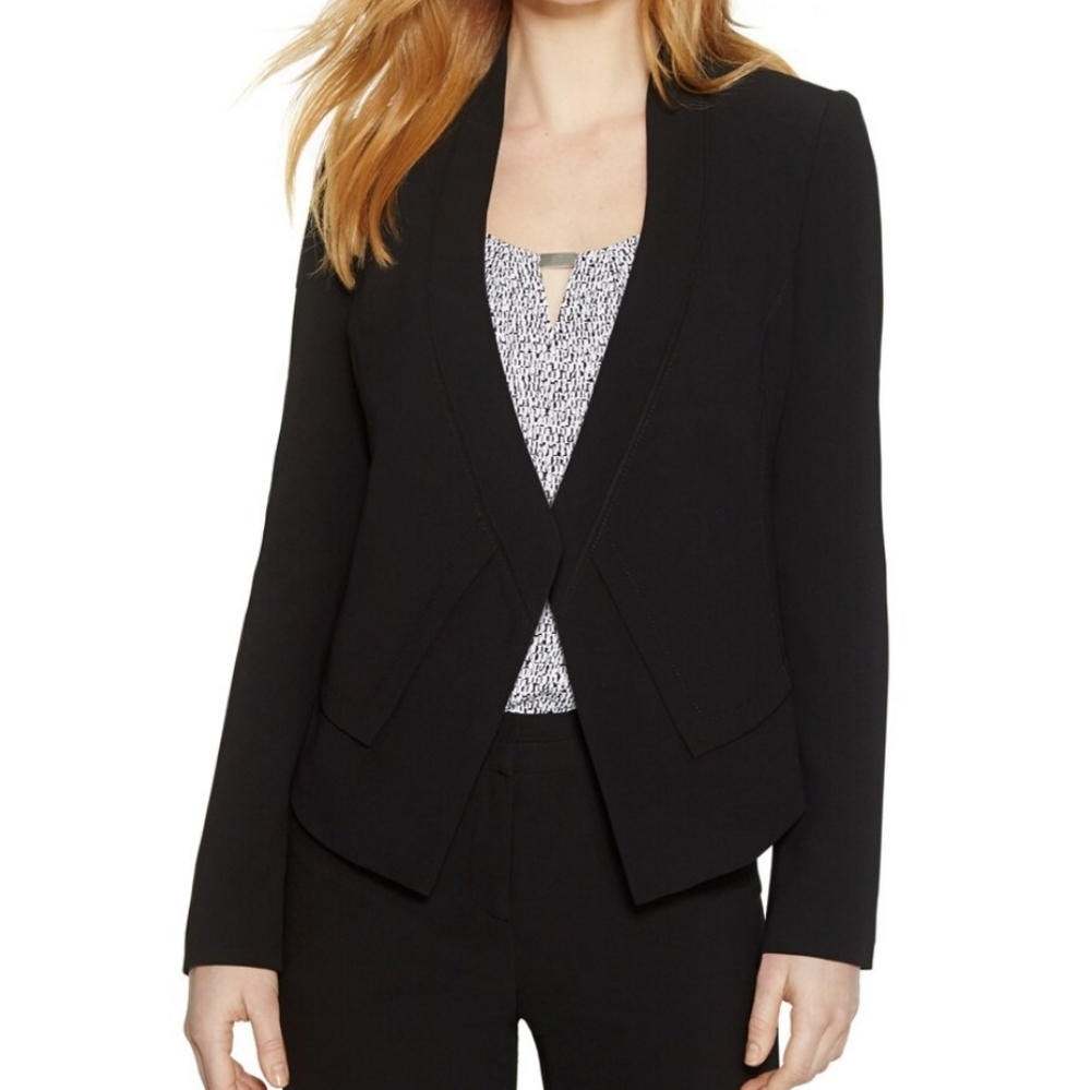 Whbm Open Front Drape Blazer Black - Size 8 - image 5